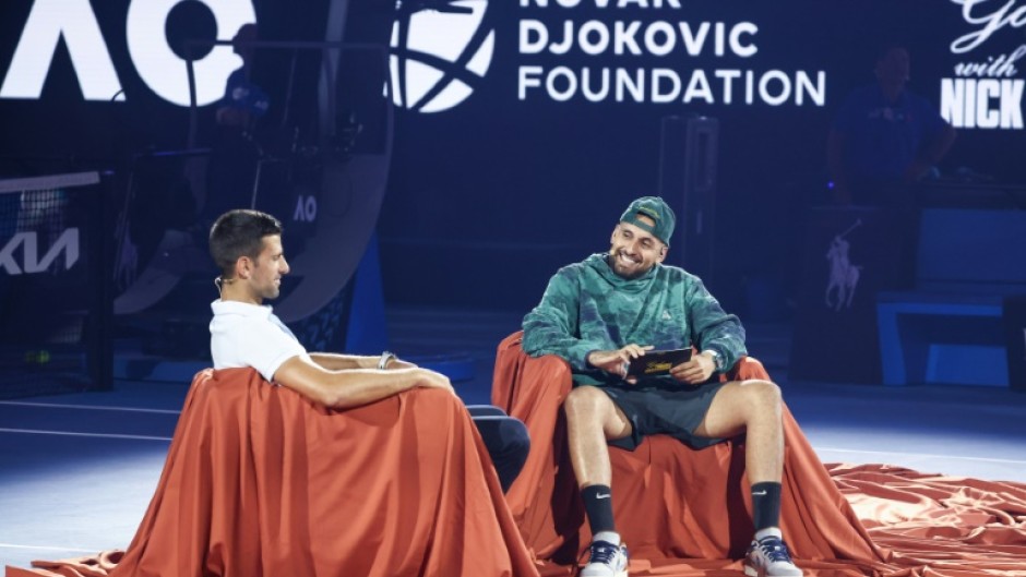 Nick Kyrgios interviewing Novak Djokovic at the Australian Open