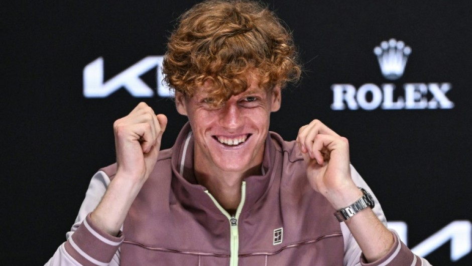 Italy's Jannik Sinner addresses the media after victory against Russia's Daniil Medvedev at the Australian Open