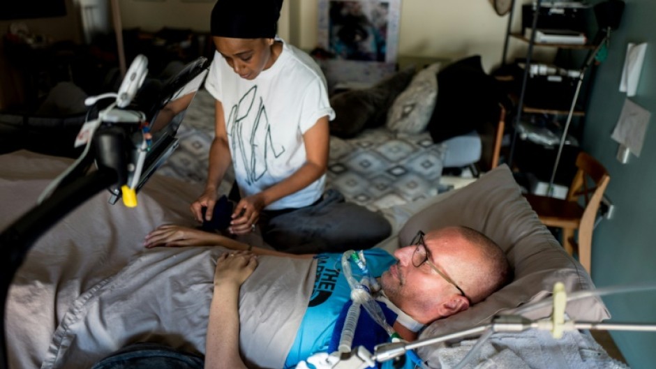 French musician Guilhem Gallart, a member of the Fonky Family, is seen here with his partner Wahiba; he was diagnosed with ALS in 2015