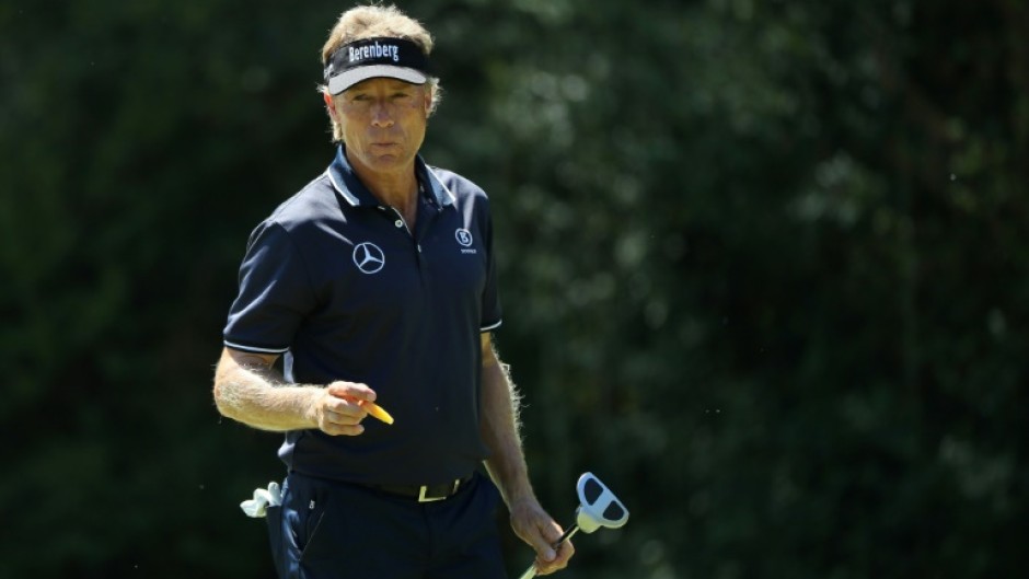 Two-time Masters champion Bernhard Langer of Germany plays a practice round prior to the 2017 Masters at Augusta National