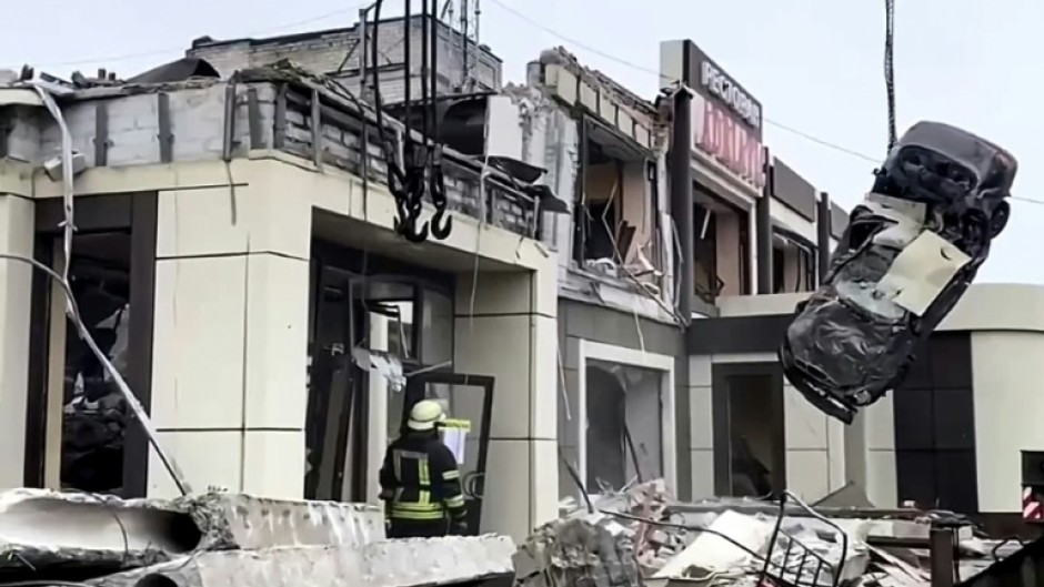 Russia released images of an almost completely destroyed building