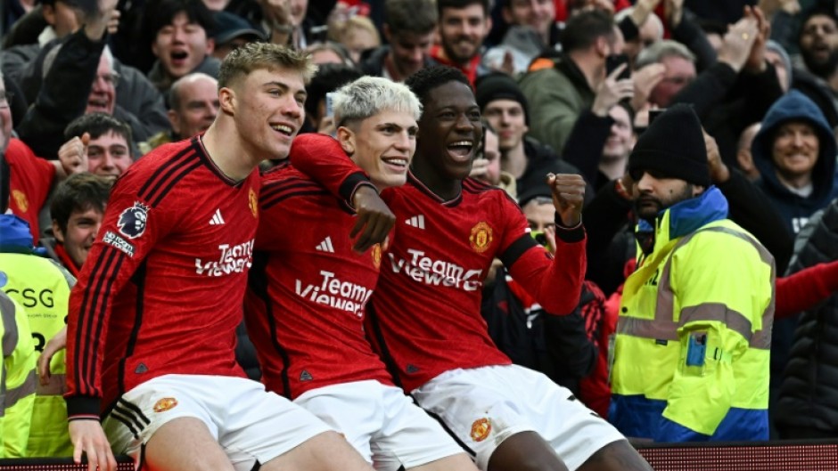 Manchester United's future looks bright with Alejandro Garnacho (C), Rasmus Hojlund (L) and Kobbie Mainoo (R) 