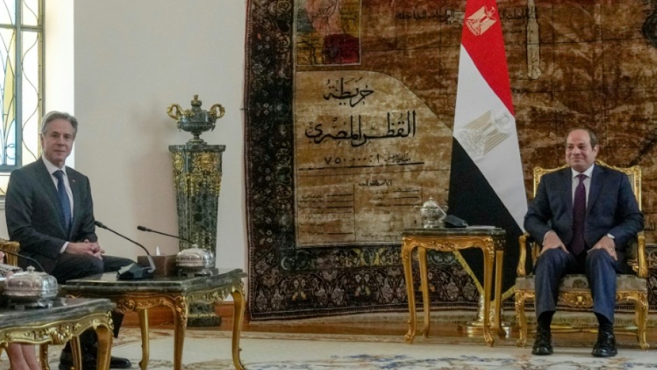 US Secretary of State Antony Blinken meets with Egypt's President Abdel Fattah al-Sisi in Cairo on February 6, 2024