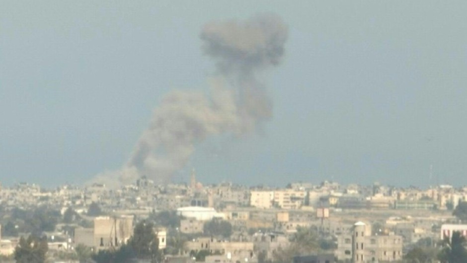 Smoke rises in Gaza's Khan Yunis after strike