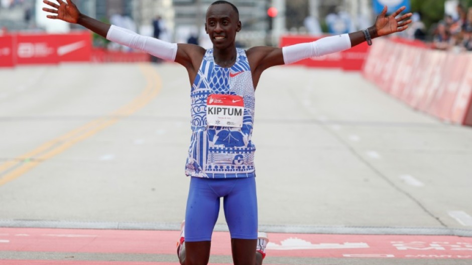 Kenya's Kelvin Kiptum  exploded onto the marathon scene when he ran a world record 2:00:35 in Chicago