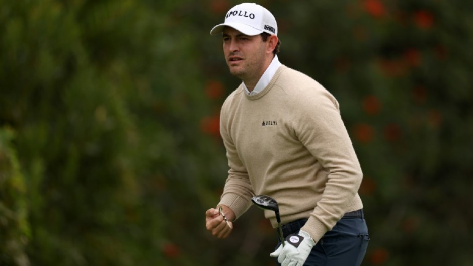 American Patrick Cantlay  reacts to a shot in the third round of the US PGA Tour Genesis Invitational at The Riviera Country Club, where he takes a two-shot lead into the final round