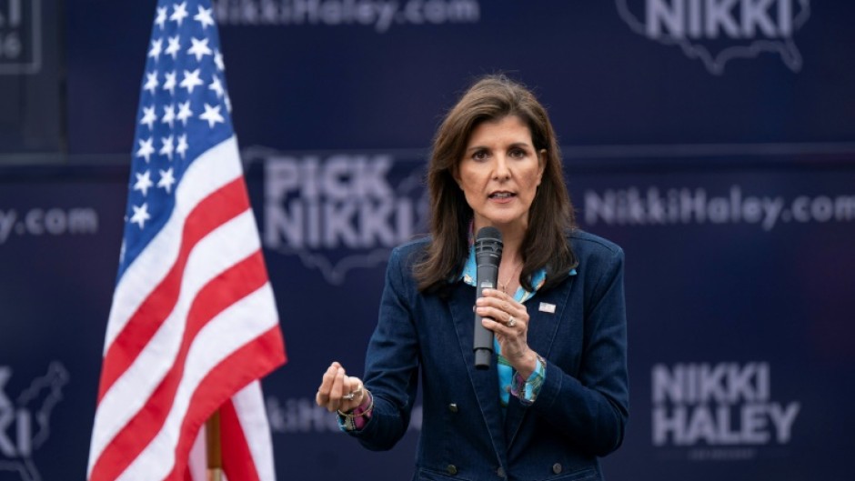 US Republican presidential hopeful and former UN ambassador Nikki Haley speaks at a campaign event at Freshfields Village shopping center in Kiawah Island, South Carolina, on February 17, 2024