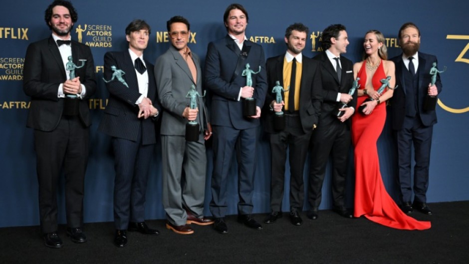 'Oppenheimer,' Christopher Nolan's epic drama about the father of the atomic bomb, took the SAG Award for best cast as well as those for best actor for Cillian Murphy (2nd from L), and best supporting actor for Robert Downey Jr. (3rd from L) 