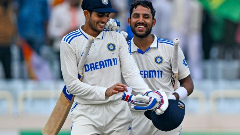 Dhruv Jurel (right) celebrates after putting on an unbeaten 72 with Subman Gill (left) to win the fourth Test