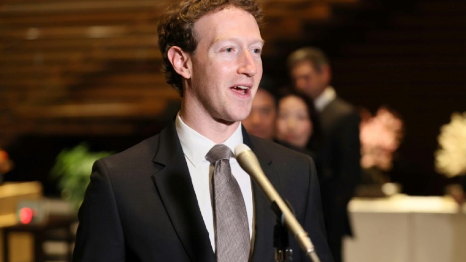 Mark Zuckerberg, head of US tech giant Meta, speaks to reporters at the Japanese prime minister's office