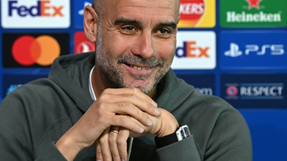 Manchester City manager Pep Guardiola speaks to the press on the eve of his side's Champions League clash against Copenhagen