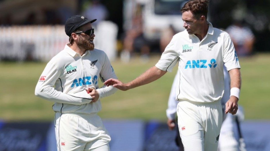 New Zealand batsman Kane Williamson (L) and seamer Tim Southee (R) are due to play their 100th Test on Friday against Australia in Christchurch