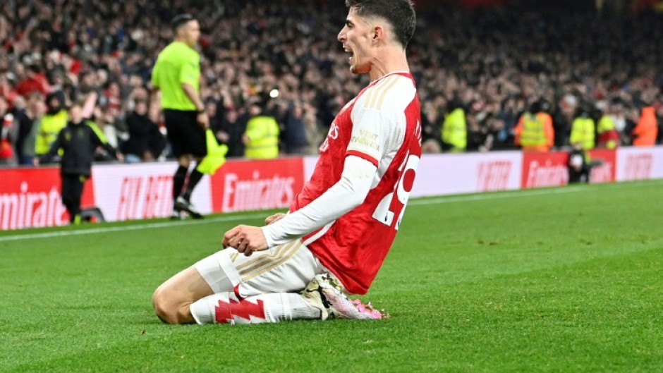 Arsenal's Kai Havertz celebrates against Brentford