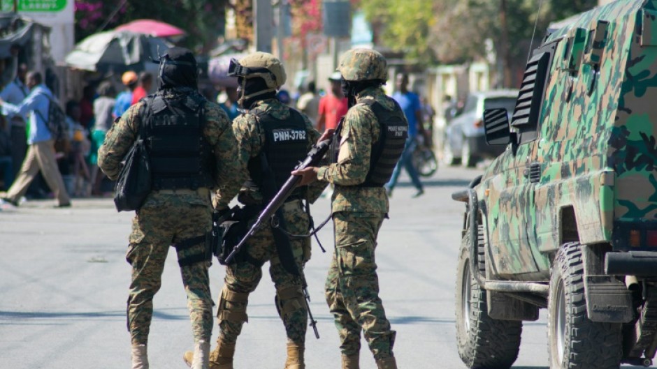 Haitian police officers in Port-au-Prince, Haiti, on March 9, 2024