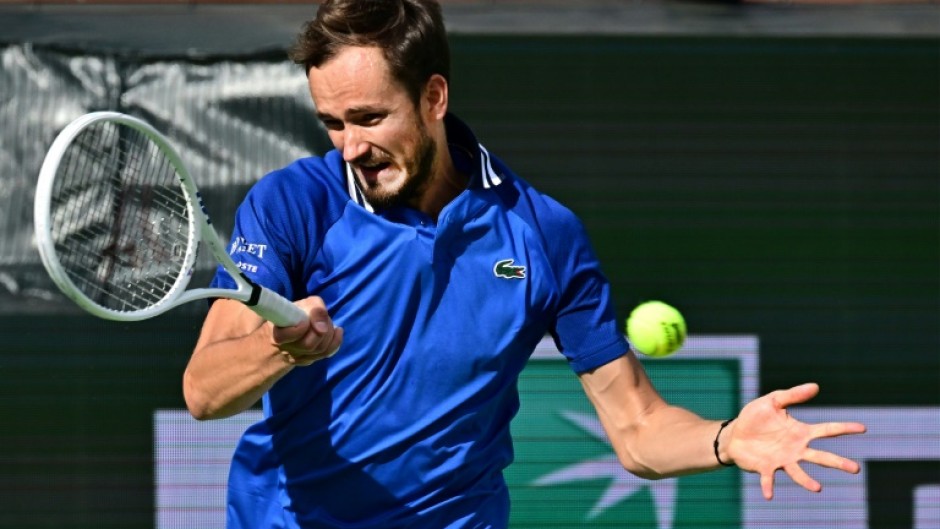 Russia's Daniil Medvedev on the way to a straight-sets victory over Bulgarian Grigor Dimitrov in the fourth round of the ATP-WTA Indian Wells Masters