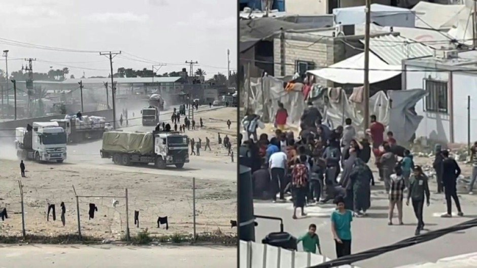 Gazans rush to collect aid delivered via Rafah crossing