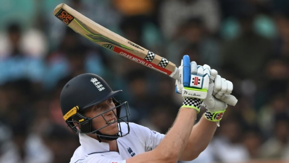 On the attack: England batsman Zak Crawley took the game to India's bowlers