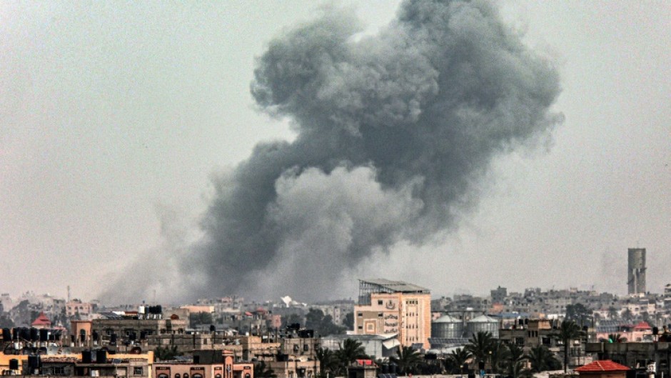 Smoke rises over Khan Yunis, the southern Gaza city near Rafah