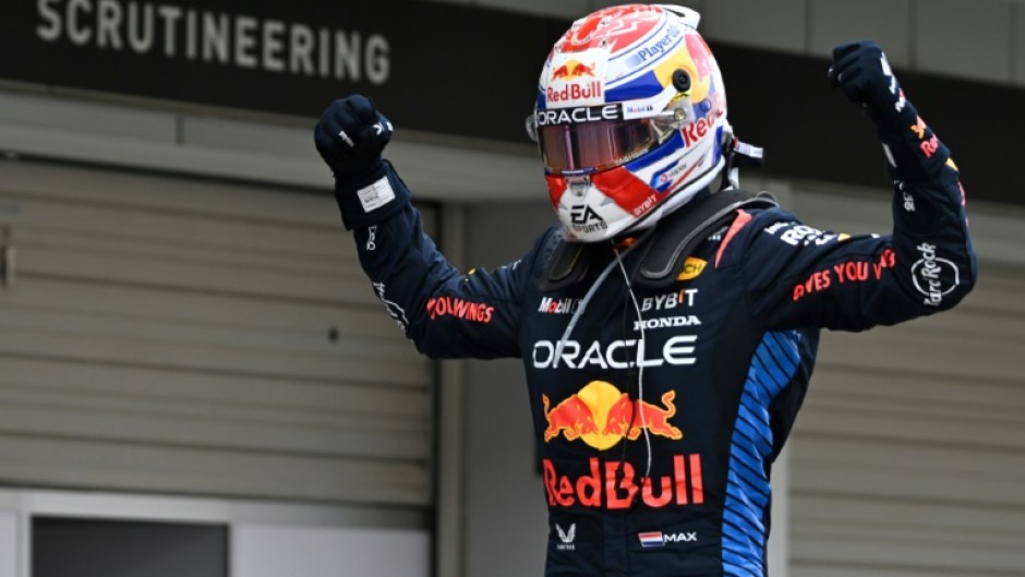 Max Verstappen celebrates winning at Suzuka