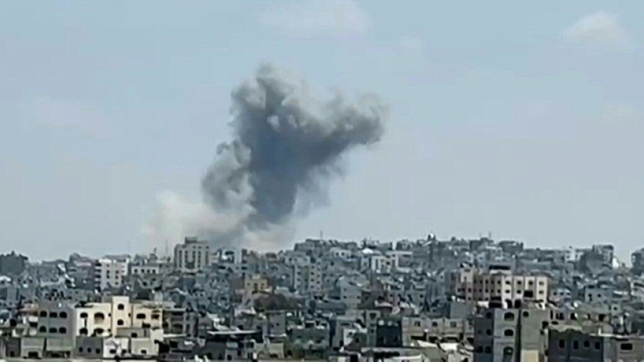 Large plume of smoke rises after strike in Gaza's Jabalia