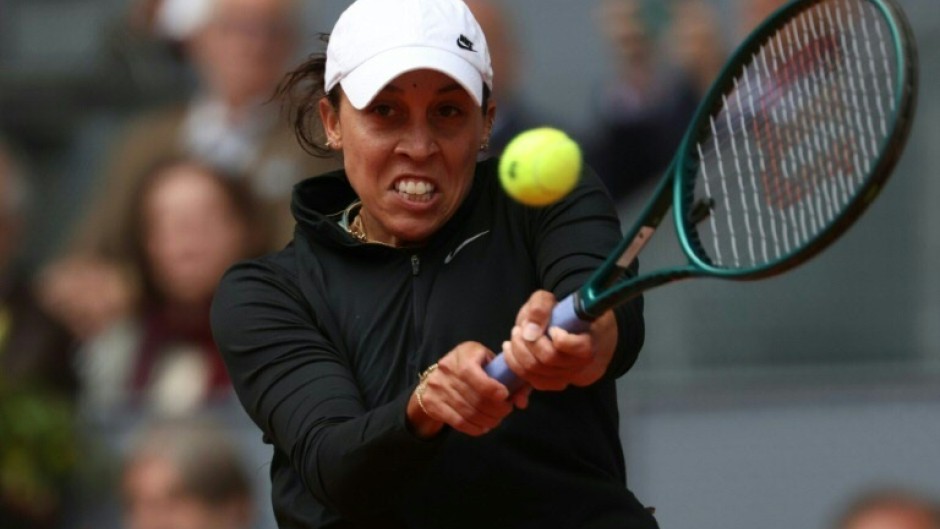 Madison Keys, pictured here in Madrid, had her match interrupted by climate activists on Monday