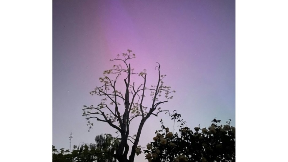 Northern lights or aurora borealis are seen over London during a geomagnetic storm on May 11, 2024