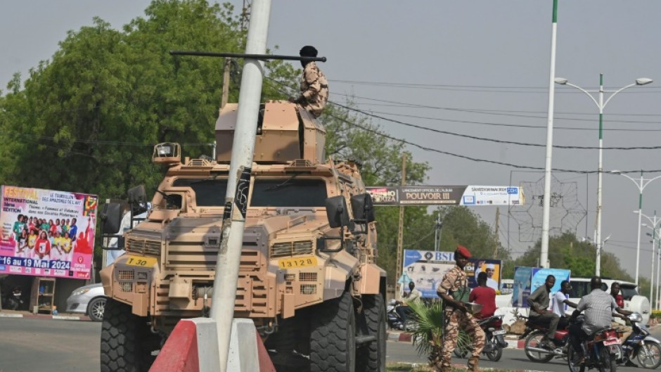 Chad's army forces deployed on N'Djamena's streets after junta leader General Deby won the presidential election