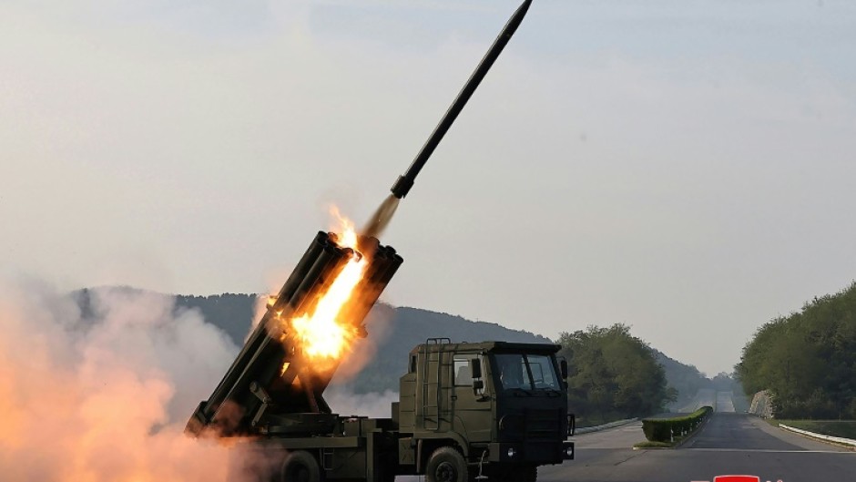 State media said the upgraded 240mm multiple rocket launcher system was tested at an undisclosed location in North Korea on Friday