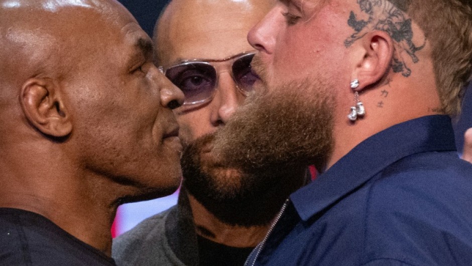 Heavyweight boxing icon Mike Tyson and YouTuber Jake Paul face off during a New York press conference to publicise their upcoming July 20 fight