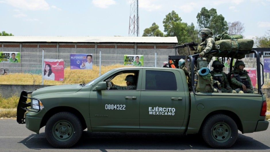 Mexican soldiers patrol the streets of Morelia in violence-torn Michoacan state