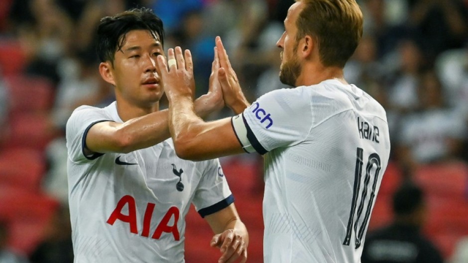 Harry Kane (right) will play against former strike partner Son Heung-min (left) in Seoul in August