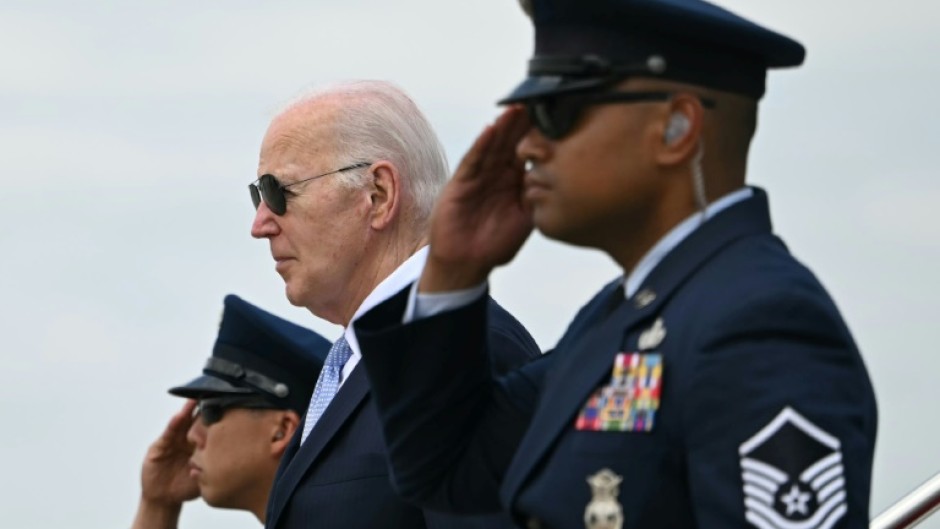 US President Joe Biden steps off Air Force One upon arrival at Joint Base Andrews in Maryland, on May 20, 2024