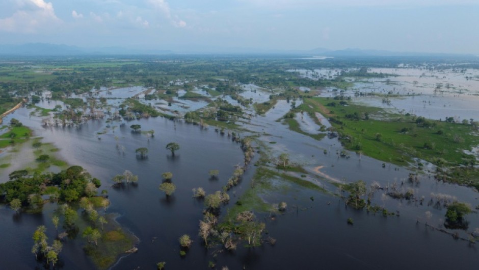 An aerial view of the flooding in the northern La Mojana region of Colombia