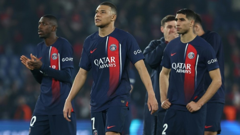 Kylian Mbappe (C) is leaving but Ousmane Dembele (L) and Achraf Hakimi (R) remain as big stars at Paris Saint-Germain