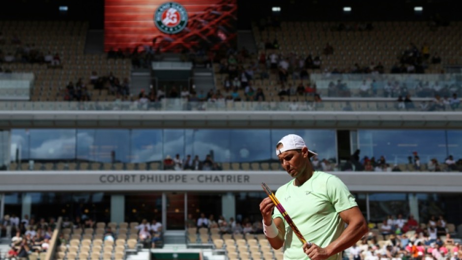 Keep playing?: Rafael Nadal takes part in a practice session