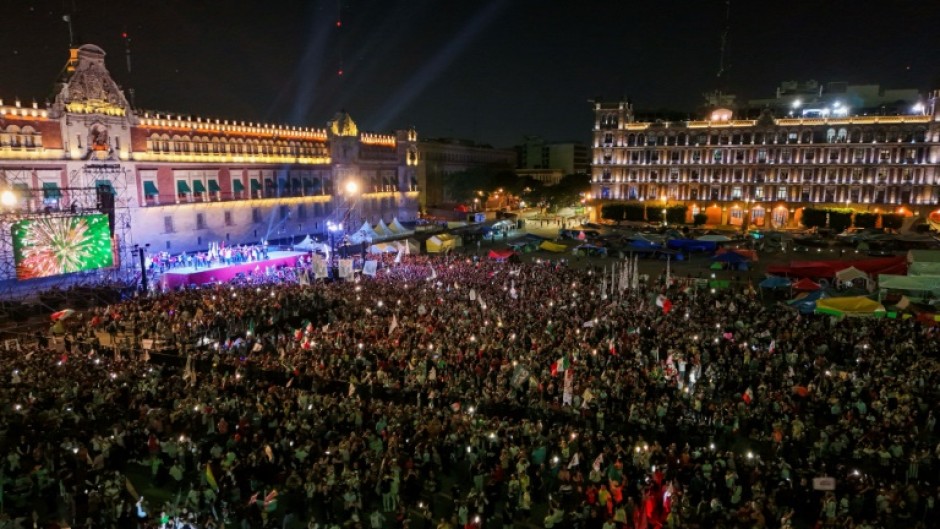 Supporters of Mexico's winning presidential candidate Claudia Sheinbaum pack the Zocalo square in Mexico City
