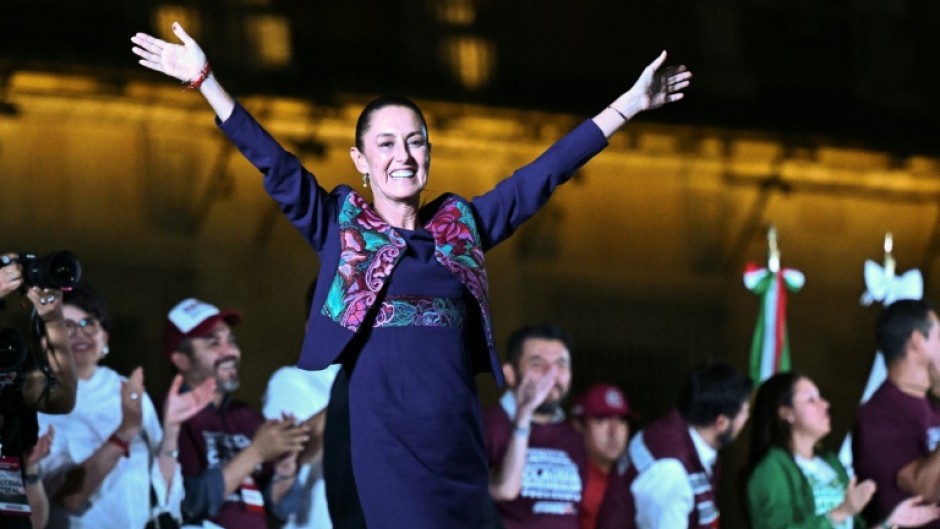 Claudia Sheinbaum celebrates after being elected Mexico's first female president