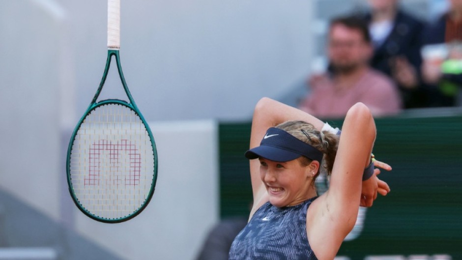 Mirra Andreeva won a last-16 match at a Grand Slam event at the third time of asking