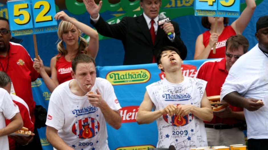 Japan's Takeru Kobayashi won the Nathan's Annual Hot Dog Eating Contest in New York six times in a row before he was beaten by Joey Chestnut