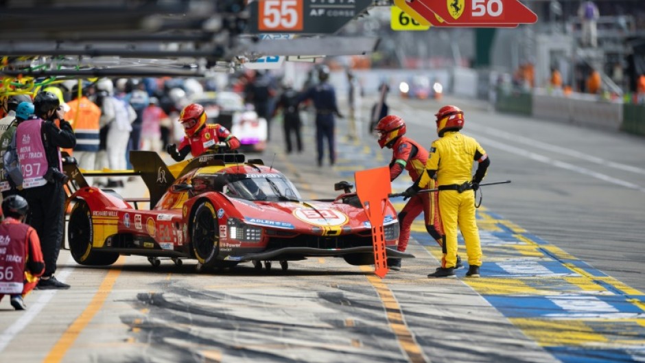 Ferrari, aiming for back-to-back wins, in the pits during Thursday qualifying at Le Mans  