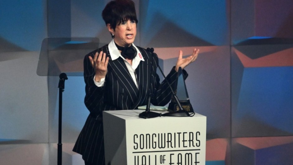 Recipient of the Johnny Mercer award US songwriter Diane Warren speaks onstage during the Songwriters Hall of Fame