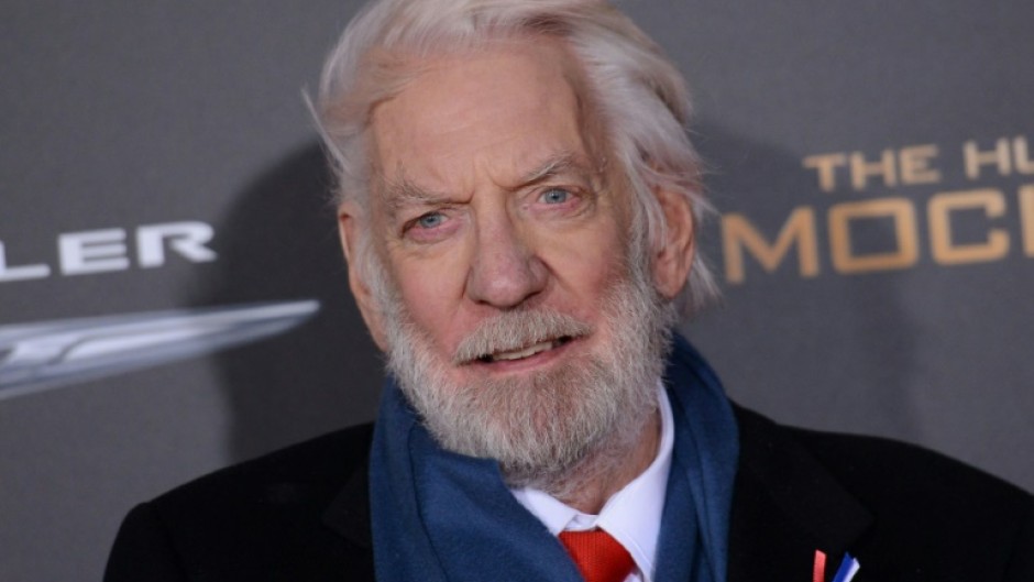 Canadian actor Donald Sutherland attends the premiere of 'The Hunger Games: Mockingjay - Part 2' at the Microsoft theatre in Los Angeles on November 16, 2015