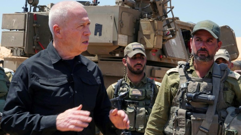 Israeli Defence Minister Yoav Gallant on the Gaza border, in a photo released by the Israeli army on May 7, 2024 