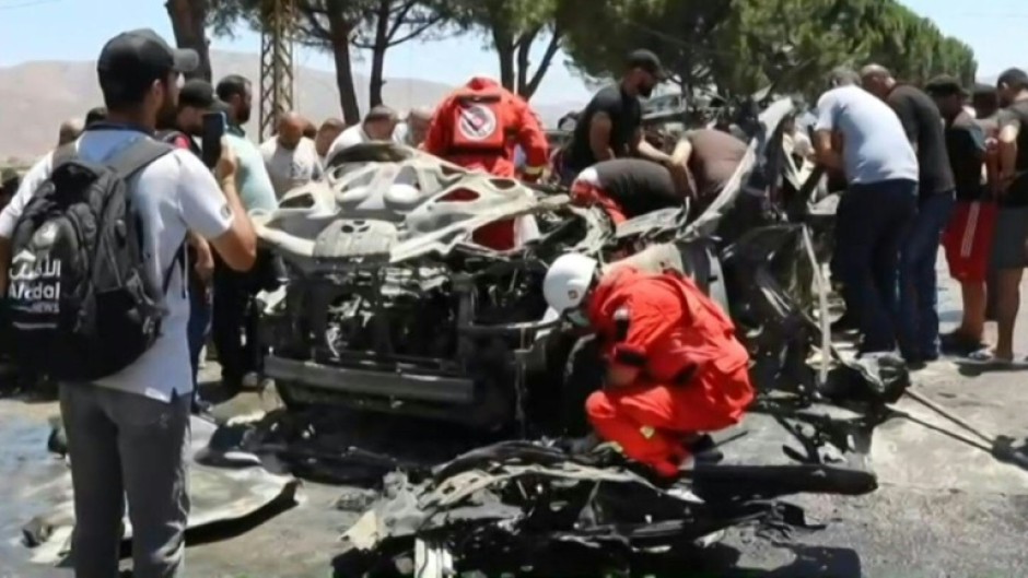 Aftermath following a deadly Israeli strike in eastern Lebanon