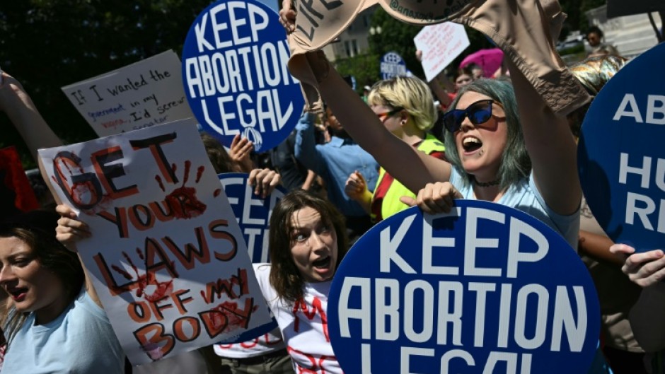 Reproductive rights activists demonstrate in front of the Supreme Court in Washington on June 24, 2024