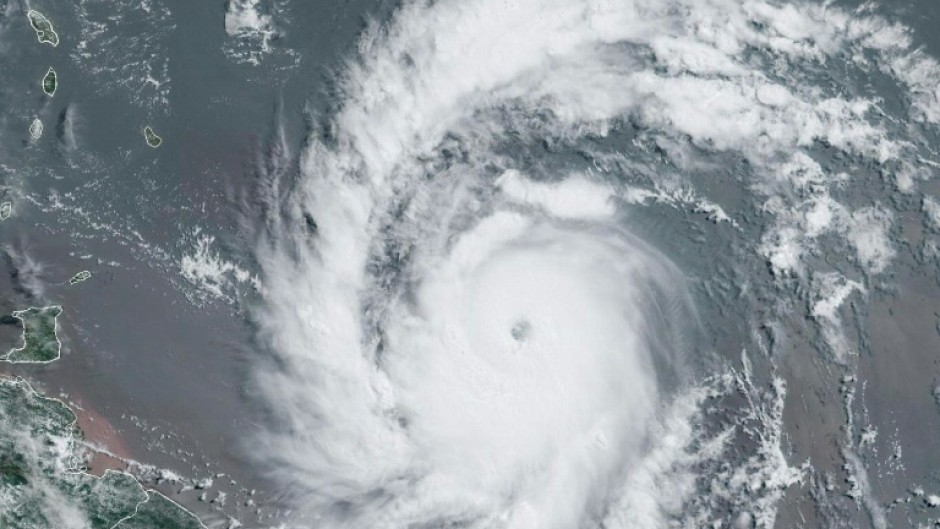 Hurricane Beryl is seen at 1340 GMT on June 30, 2024, in an image courtesy of the National Oceanic and Atmospheric Administration (NOAA)/GOES satellite