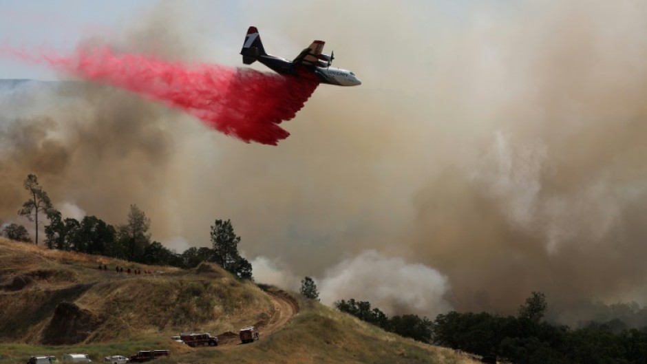 Firefighters were tackling the blaze from the air and from the ground