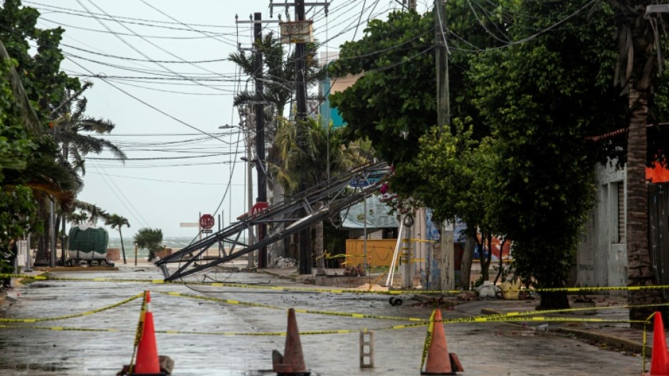 Damage caused by the passage of Beryl is seen in Progreso, on Mexico's Yucatan Peninsula, on July 5, 2024