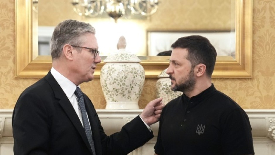 British Prime Minister Keir Starmer meets with Ukrainian President Volodymyr Zelensky on the sidelines of the NATO summit