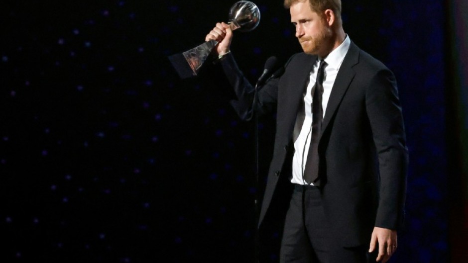 Prince Harry, Duke of Sussex, accepts the Pat Tillman Award for Service during the 2024 Espy Awards